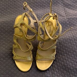 Michael Kors Metallic Gold Strappy Heeled Sandals